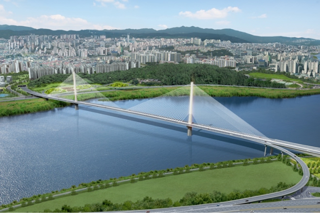 세계 최대 경간장 콘크리트 사장교(고덕대교)(2023)